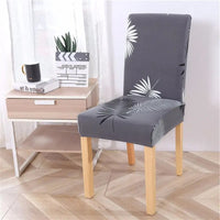 Housse de chaise gris foncé à feuilles blanches