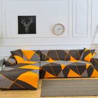 Motif graphique orange, anthracite et blanc