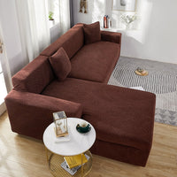Housse de Canapé d'Angle Imperméable Marron