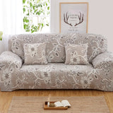 Housse de Canapé extensible gris clair à motif floral et végétal noir et blanc