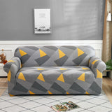 Housse de Canapé extensible motif géométrique gris et jaune