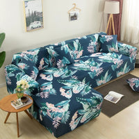 Housse de Canapé d'Angle florale fond bleu marine