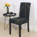 Housse de chaise noire à lignes jaunes géométriques