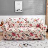 Housse de Canapé extensible motif floral vintage beige, rouge, rose, orange et vert