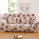 Housse de Canapé extensible motif floral beige avec fleurs rose et brun