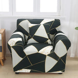 Housse Fauteuil Club Motif Géométrique Chic Noir et Doré