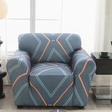 Housse Fauteuil Club Motif Géométrique Bleu et Saumon