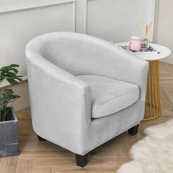 Housse de fauteuil cabriolet velours gris clair