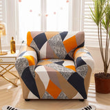 Housse Fauteuil Club motif géométrique orange, beige, noir, blanc, chiné